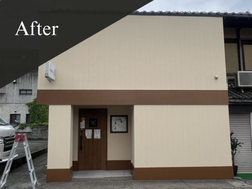 小浜市の外壁塗装施工例｜約25坪の戸建てを外壁はクリーム系にラジカル系樹脂塗料で塗り替えたI様邸